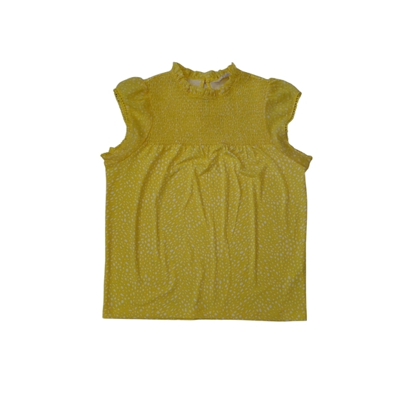 cleo Tops - Cleo Yellow Polka Dot Ruffle Top
